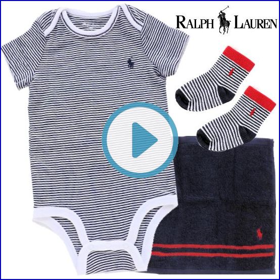 RALPH LAUREN　ラルフローレン男の子出産祝い　ボーダー半袖ロンパースセット