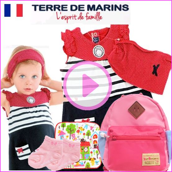 女の子出産祝い　フランス製Terre de marinsワンピースとミキハウスリュックセット