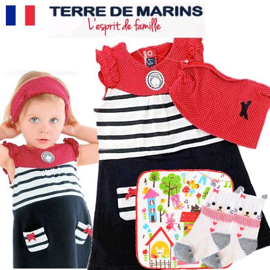 女の子出産祝い フランス製Terre de marinsワンピースセット｜出産祝い