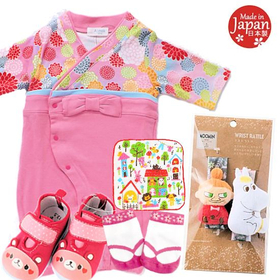 女の子出産祝い　ピンクはかま風2wayベビー服（0～6ヶ月）セット