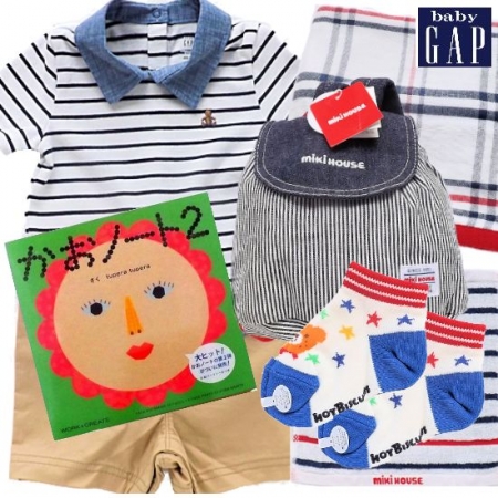 男の子出産祝い　GAPベビー服（6～12ヶ月）とミキハウスリュックセット